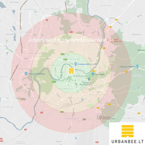 Miesto bitininkystė Vilniuje ir bičių skraidymo atstumas - Urbanbee.lt